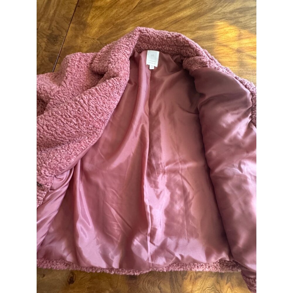 Lauren Conrad Mauve Pink Teddy Double Breasted Jacket - Size Medium - Picture 2 of 4